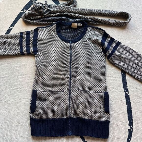 VTG 80s Tomboy of California‎ Geometric Sweater Cardigan Scarf Sz M - Picture 2 of 7